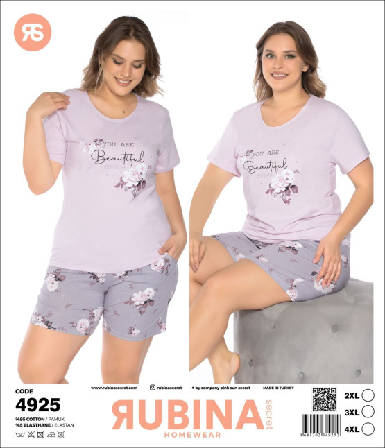 Піжама жіноча  футболка шорти  батал  RUBINA