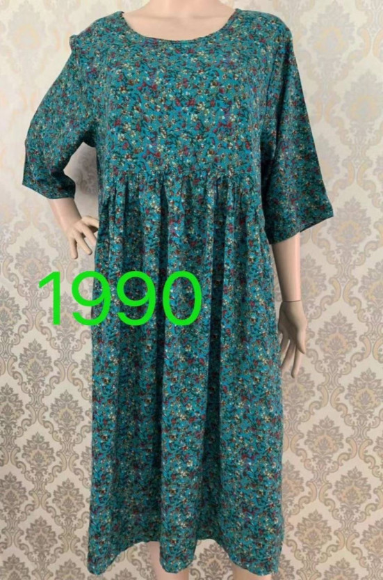 Штапельнє  жіноче  літнє плаття бохо з короткім рукавом 1990